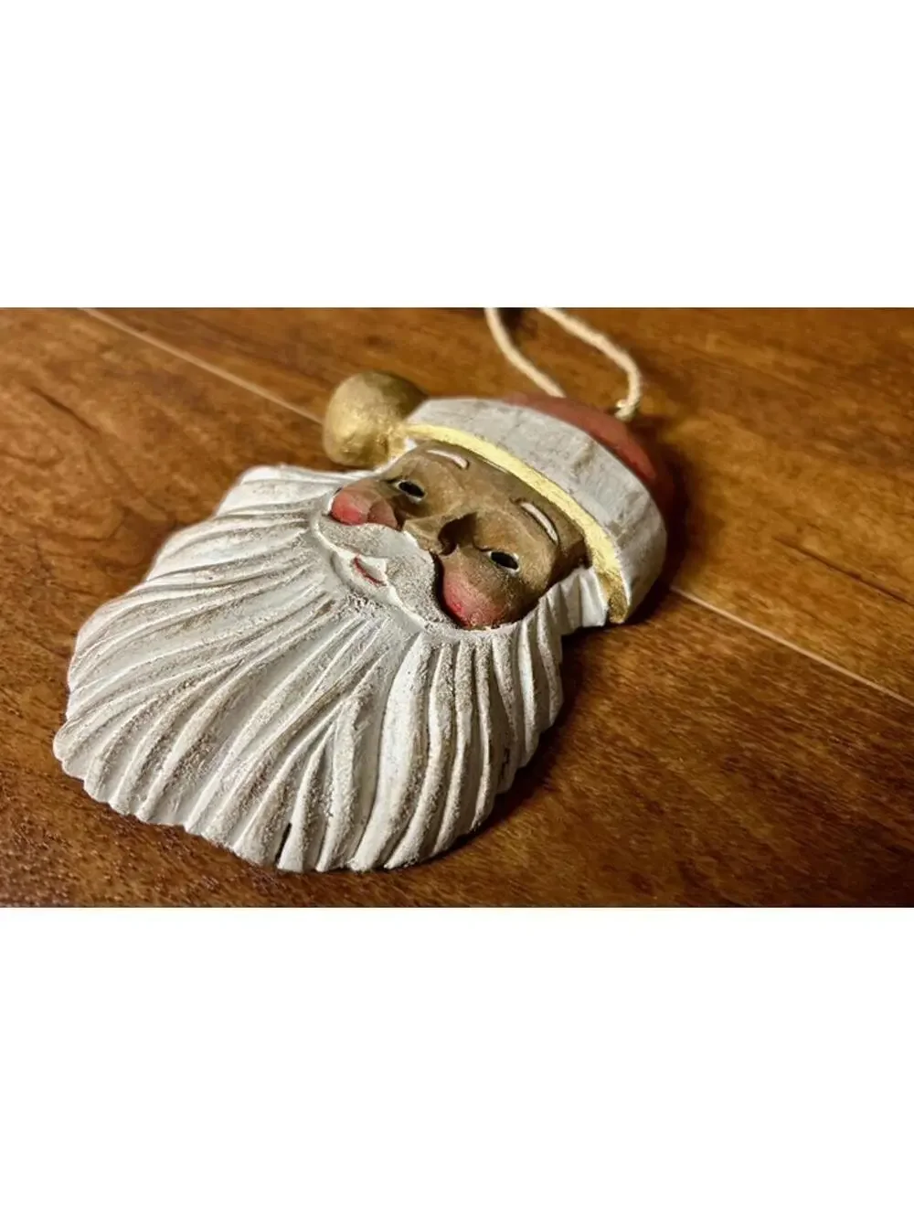 Hand-Carved Wooden Santa Claus Christmas Ornament Made in Phillipines